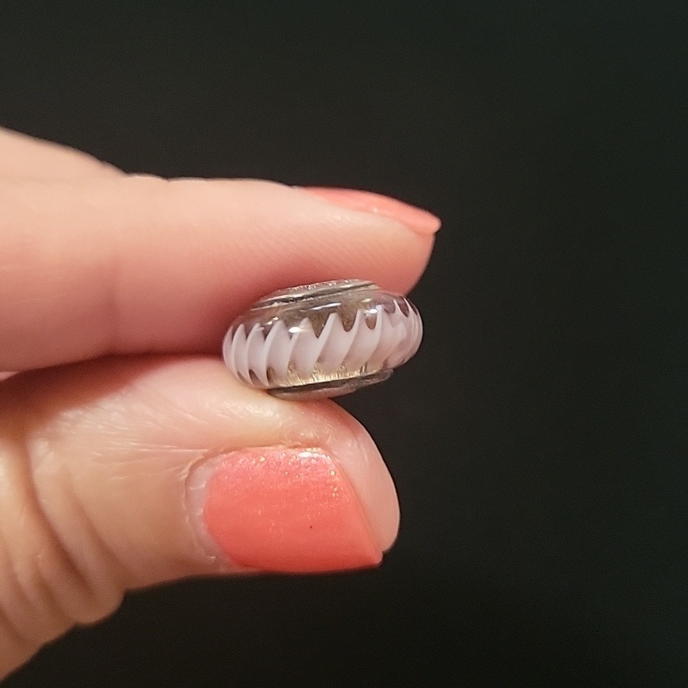 Pandora Light Purple Zig Zag Charm Retired Murano Glass